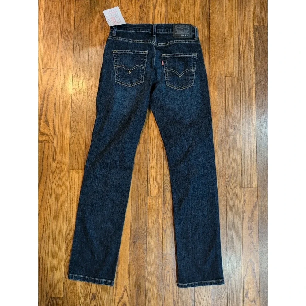 Levis Kids Boys 511 Slim Performance‎ Dark Wash Stretch Denim Jeans Size 14 Reg